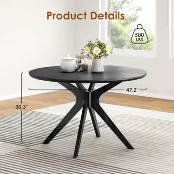 Soohow 47.2" Round Dining Table for 4-6 People