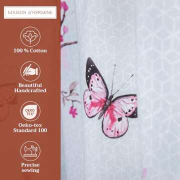 Maison d' Hermine Blossoms in Spring 100% Cotton Set of 3 Kitchen Window Curtain for Cafe Kitchen Bedroom Home [2 Tiers (28"X36") and 1 Valance (56"X18")]