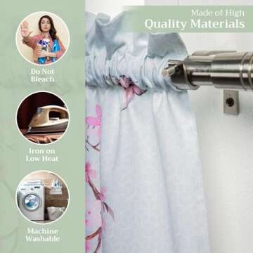 Maison d' Hermine Blossoms in Spring 100% Cotton Set of 3 Kitchen Window Curtain for Cafe Kitchen Bedroom Home [2 Tiers (28"X36") and 1 Valance (56"X18")]