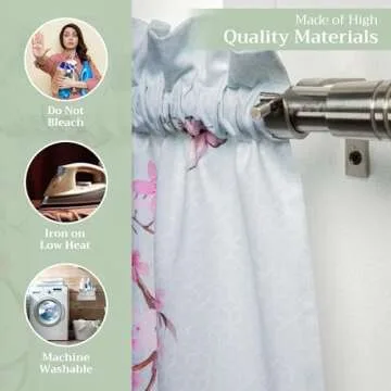 Maison d' Hermine Blossoms in Spring 100% Cotton Set of 3 Kitchen Window Curtain for Cafe Kitchen Bedroom Home [2 Tiers (28"X36") and 1 Valance (56"X18")]