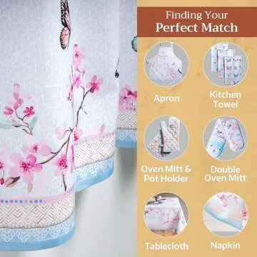 Maison d' Hermine Blossoms in Spring 100% Cotton Set of 3 Kitchen Window Curtain for Cafe Kitchen Bedroom Home [2 Tiers (28"X36") and 1 Valance (56"X18")]