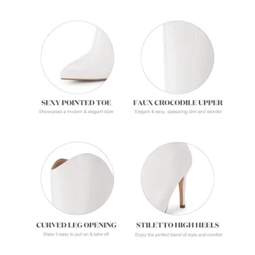 Stylish Coutgo Women's Knee High Faux Crocodile Boots