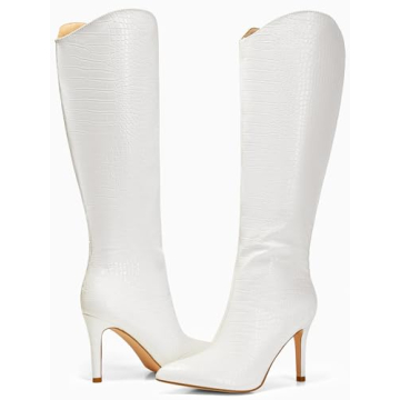 Stylish Coutgo Women's Knee High Faux Crocodile Boots