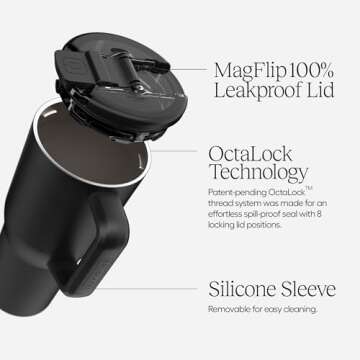 BrüMate Müv - 35oz 100% Leak Proof Insulated Coffee Mug with Handle & Lid - Stainless Steel Coffee Travel Mug - Double Walled Coffee Cup (Dark Aura)