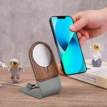 Natural Wood MagSafe Charger Stand for iPhone 12-16