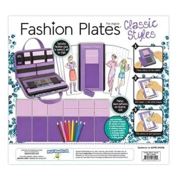 Fashion Plates Classic – Girls Fashion, Mix-and-Match Drawing Kit, Arts and Crafts, Coloring, Art Supplies, Craft Supplies, Stencils, Crayons Included, Create Your Own Fashion Designs, Ages 6+