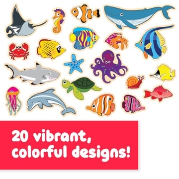 Educational Wooden Sea Animal Magnets for Kids