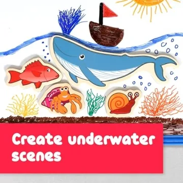 Educational Wooden Sea Animal Magnets for Kids
