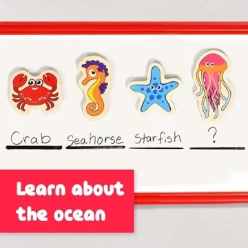 Educational Wooden Sea Animal Magnets for Kids