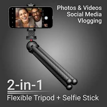 Xenvo SquidGrip Flexible Cell Phone Tripod and Portable Action Camera Holder - Compatible with iPhone, GoPro, Android, Samsung, Google Pixel and All Mobile Phones Red