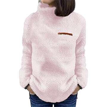 Shop Onlypuff Womens Long Sleeve Sherpa Warm Tops Online