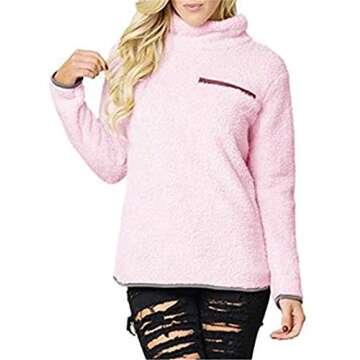 Shop Onlypuff Womens Long Sleeve Sherpa Warm Tops Online