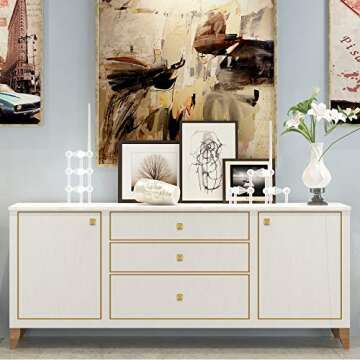 goldenwarm Brushed Brass Cabinet Knobs 10Pack - LS8791GD Solid Square Drawer Knobs Kitchen Gold Cabinet Knobs Gold Knobs for Dresser Hardware 1.2inch Width