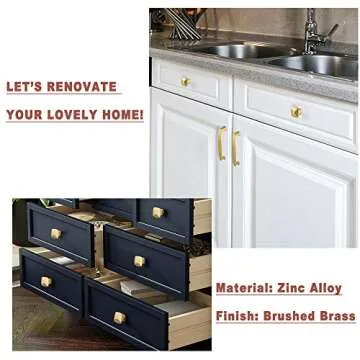 goldenwarm Brushed Brass Cabinet Knobs 10Pack - LS8791GD Solid Square Drawer Knobs Kitchen Gold Cabinet Knobs Gold Knobs for Dresser Hardware 1.2inch Width