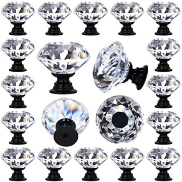 DEELF OUTLET 12 Packs Crystal Cabinet Knobs Drawer Pulls and Knobs Kitchen Cabinet Knobs Diamond Dre...