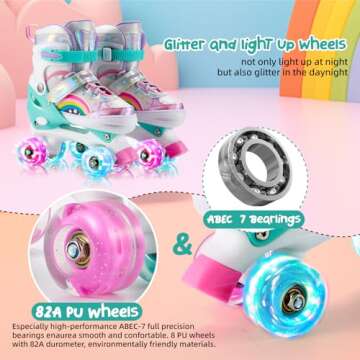 SHDSL Girls Roller Skates, Light up 4 Size Adjustable Roller Skates for Girls, Purple Pink Roller Skates for Boys Toddlers, Beginner Kids Roller Skates Indoor Outdoor