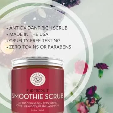 Pure Body Naturals Superfruit Smoothie Scrub, 8.8 fl oz | Antioxidant-Rich Exfoliating Scrub for Smo...
