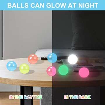 8 Pieces Glowing Sticky Balls, Very Elastic Squishy Balls That Glow in The Dark and Stick to The Ceiling, Ceiling Balls Great for Children's Parties, Stress Relieving Balls for Stress and Anxiety .