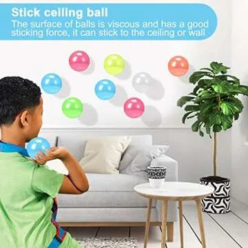 8 Pieces Glowing Sticky Balls, Very Elastic Squishy Balls That Glow in The Dark and Stick to The Ceiling, Ceiling Balls Great for Children's Parties, Stress Relieving Balls for Stress and Anxiety .