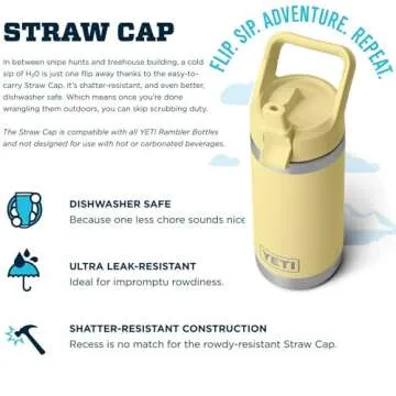 YETI Rambler Jr. 12 oz Kids Bottle, with Straw Cap, Daybreak Yellow