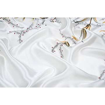 corciova 35 Large Women Silk Feeling Hair Scarf Wrap Headscarf Black White Floral Curly Headband Tie for Sleeping Bandana