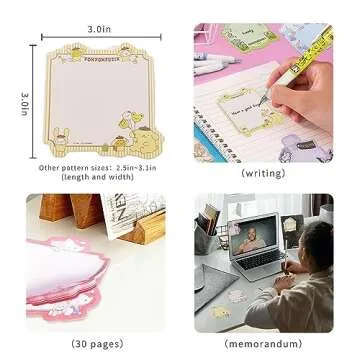 WSHLLLFC Anime Kitty Small Sticky Notes 8 Pack Cute Sticky Notes Personalized Sticky Notes Cute Office Supplies Fun School Supplies (D)