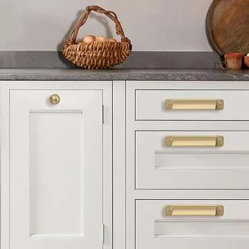 khtumeware 10 Pack 2-1/2"(64mm) Champagne Bronze Drawaer Pulls Cabinet Cup Pulls Kitchen Hardware Satin Brass Cabinet Handles Drawer Handles Knobs.