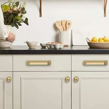 khtumeware 10 Pack 2-1/2"(64mm) Champagne Bronze Drawaer Pulls Cabinet Cup Pulls Kitchen Hardware Satin Brass Cabinet Handles Drawer Handles Knobs.