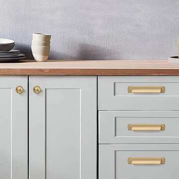 khtumeware 10 Pack 2-1/2"(64mm) Champagne Bronze Drawaer Pulls Cabinet Cup Pulls Kitchen Hardware Satin Brass Cabinet Handles Drawer Handles Knobs.