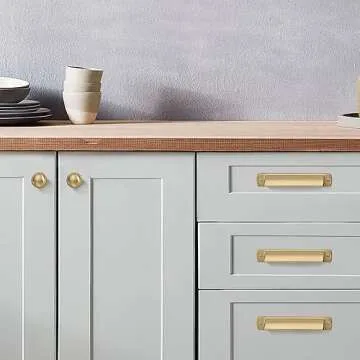 khtumeware 10 Pack 2-1/2"(64mm) Champagne Bronze Drawaer Pulls Cabinet Cup Pulls Kitchen Hardware Satin Brass Cabinet Handles Drawer Handles Knobs.