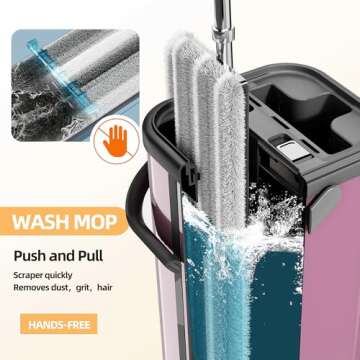 SWIFTIRON Flat Mop and Bucket with Extra Refills, Hands-Free