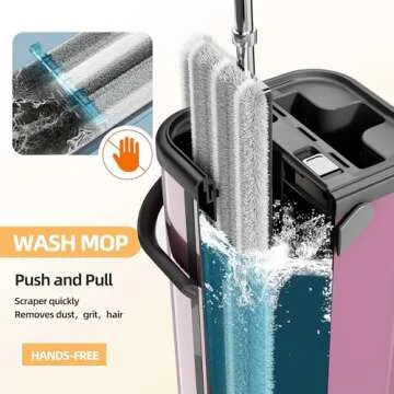 SWIFTIRON Flat Mop and Bucket with Extra Refills, Hands-Free