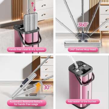 SWIFTIRON Flat Mop and Bucket with Extra Refills, Hands-Free