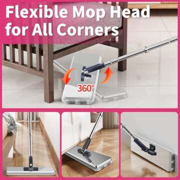 SWIFTIRON Flat Mop and Bucket with Extra Refills, Hands-Free