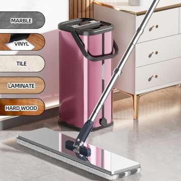 SWIFTIRON Flat Mop and Bucket with Extra Refills, Hands-Free