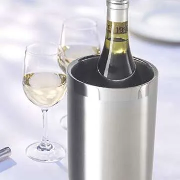 OGGI Stainless Steel Double Wall Wine Cooler - Insulated Tabletop Wine Chiller for White Wine & Champagne, Fits Most Standard Sized Bottles