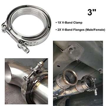 BLACKHORSE-RACING 3 Inch V Band Clamp with Male Female Flange 304 Stainless Steel, V-Band Flange Kit