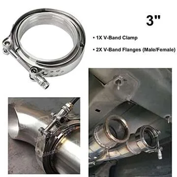 BLACKHORSE-RACING 3 Inch V Band Clamp with Male Female Flange 304 Stainless Steel, V-Band Flange Kit