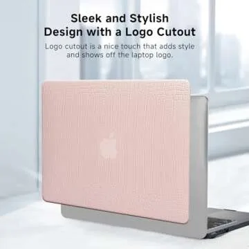 Funut for MacBook Air 13 Inch Case 2021 2020 2019 2018 Release M1 A2337 A2179 A1932 Touch ID, MacBook Air M1 Case Crocodile Leather Laptop Hard Shell Case & Keyboard Cover for Mac Air 13 Inch, Pink