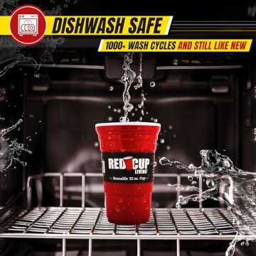 Red Cup Living 32 Oz Red Cups - Reusable Large Plastic Insulated Cup, Ideal for Parties & Travel | Unbreakable Leak-Proof Coffee Tumbler Easter Celebration Gifts, Coffee, Water, Drink Big Grip Cup