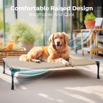 Veehoo Outdoor Elevated Dog Cot Bed, Cooling Raised Pet Bed for Medium Dogs, Washable Breathable Mes...