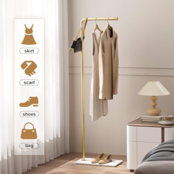 RRG Metal Coat Rack with Heavy Base - 59" Gold Stand