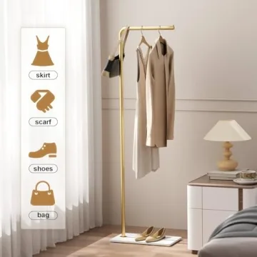 RRG Metal Coat Rack with Heavy Base - 59" Gold Stand