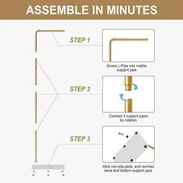 RRG Metal Coat Rack with Heavy Base - 59" Gold Stand