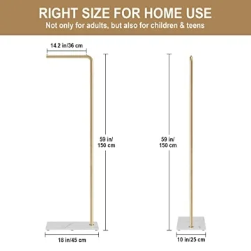 RRG Metal Coat Rack with Heavy Base - 59" Gold Stand