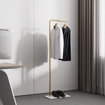 RRG Metal Coat Rack with Heavy Base - 59" Gold Stand