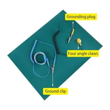 Anti Static Mat Electrostatic Discharge Anti-Static Wrist Strap + Grounding Wire + Mat Set for Computer, Laptop, Cellphone Electronics Repair