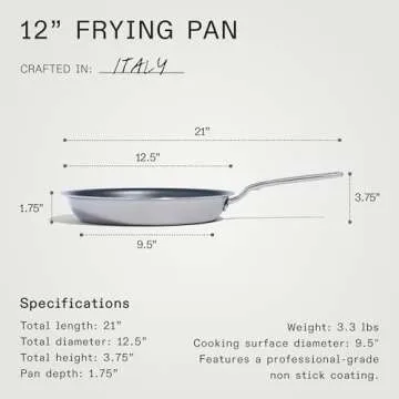 Made In Cookware - ProCoat 12" Non Stick Frying Pan (Graphite) - 5 Ply Stainless Clad Nonstick - Professional Cookware - Crafted in USA - Induction Compatible