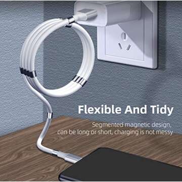 New Magnetic Charging Cable USB-Lighting New Winding Technology Very Organized 3ft Long Fashionable 3A Fast Charging Data Transfer Cord (Lighting)