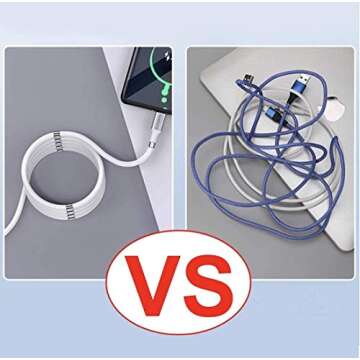 New Magnetic Charging Cable USB-Lighting New Winding Technology Very Organized 3ft Long Fashionable 3A Fast Charging Data Transfer Cord (Lighting)